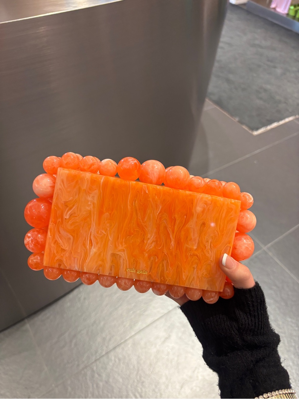 CULT GAIA Eos Clutch Papaya (NWT) Orange Acrylic Beaded Clutch - Picture 2 of 3
